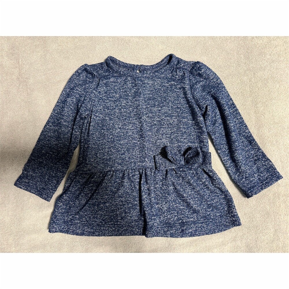 Just One You by Carter's Baby Girl Sweater Dress Blue Bow Long Sleeve 12M